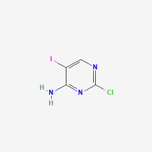 molecular formula C4H3ClIN3 B581961 2-氯-5-碘嘧啶-4-胺 CAS No. 597551-56-9