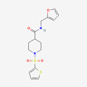 molecular formula C15H18N2O4S2 B5819694 N-(2-furylmethyl)-1-(2-thienylsulfonyl)-4-piperidinecarboxamide 