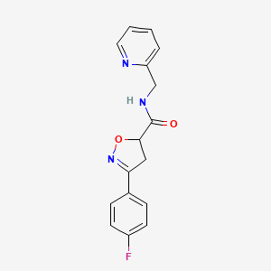 molecular formula C16H14FN3O2 B5819778 3-(4-fluorophenyl)-N-(2-pyridinylmethyl)-4,5-dihydro-5-isoxazolecarboxamide 