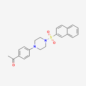 molecular formula C22H22N2O3S B5819784 1-{4-[4-(2-naphthylsulfonyl)-1-piperazinyl]phenyl}ethanone 