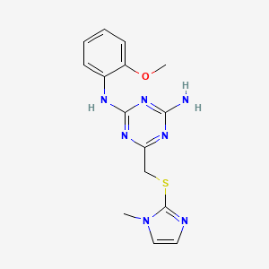 molecular formula C15H17N7OS B5819820 N-(2-methoxyphenyl)-6-{[(1-methyl-1H-imidazol-2-yl)thio]methyl}-1,3,5-triazine-2,4-diamine 