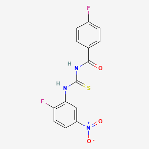 molecular formula C14H9F2N3O3S B5819826 4-fluoro-N-{[(2-fluoro-5-nitrophenyl)amino]carbonothioyl}benzamide 