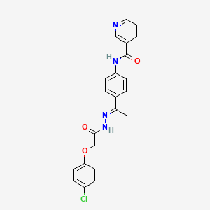 molecular formula C22H19ClN4O3 B5819977 N-(4-{N-[(4-chlorophenoxy)acetyl]ethanehydrazonoyl}phenyl)nicotinamide 