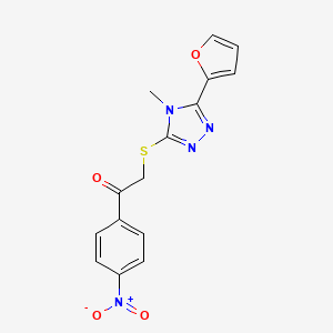molecular formula C15H12N4O4S B5820039 2-{[5-(2-furyl)-4-methyl-4H-1,2,4-triazol-3-yl]thio}-1-(4-nitrophenyl)ethanone 