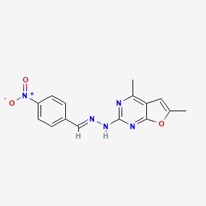molecular formula C15H13N5O3 B5820337 4-nitrobenzaldehyde (4,6-dimethylfuro[2,3-d]pyrimidin-2-yl)hydrazone 