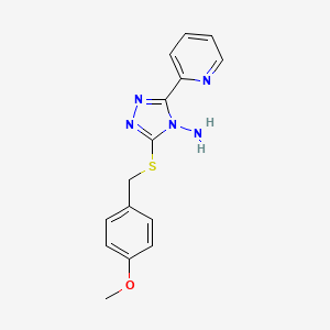 molecular formula C15H15N5OS B5820571 3-[(4-methoxybenzyl)thio]-5-(2-pyridinyl)-4H-1,2,4-triazol-4-amine 