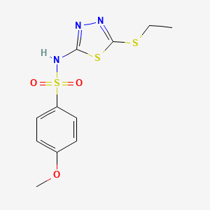 molecular formula C11H13N3O3S3 B5820680 N-[5-(ethylthio)-1,3,4-thiadiazol-2-yl]-4-methoxybenzenesulfonamide 