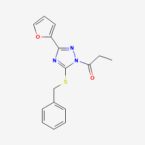 molecular formula C16H15N3O2S B5820697 5-(benzylthio)-3-(2-furyl)-1-propionyl-1H-1,2,4-triazole 