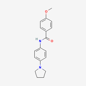 molecular formula C18H20N2O2 B5820701 4-methoxy-N-[4-(1-pyrrolidinyl)phenyl]benzamide 