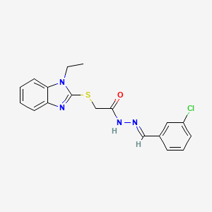 molecular formula C18H17ClN4OS B5820771 N'-(3-chlorobenzylidene)-2-[(1-ethyl-1H-benzimidazol-2-yl)thio]acetohydrazide 