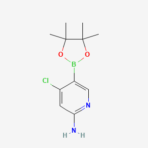 molecular formula C11H16BClN2O2 B582080 4-氯-5-(4,4,5,5-四甲基-1,3,2-二氧杂硼环-2-基)吡啶-2-胺 CAS No. 944401-60-9