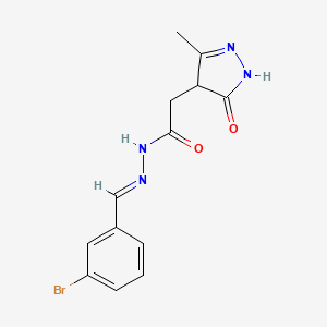 molecular formula C13H13BrN4O2 B5820801 N'-(3-bromobenzylidene)-2-(3-methyl-5-oxo-4,5-dihydro-1H-pyrazol-4-yl)acetohydrazide 