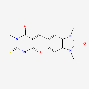 molecular formula C16H16N4O3S B5820809 5-[(1,3-dimethyl-2-oxo-2,3-dihydro-1H-benzimidazol-5-yl)methylene]-1,3-dimethyl-2-thioxodihydro-4,6(1H,5H)-pyrimidinedione 