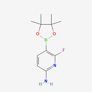 molecular formula C11H16BFN2O2 B582081 6-Fluoro-5-(4,4,5,5-tetramethyl-1,3,2-dioxaborolan-2-yl)pyridin-2-amine CAS No. 944401-67-6