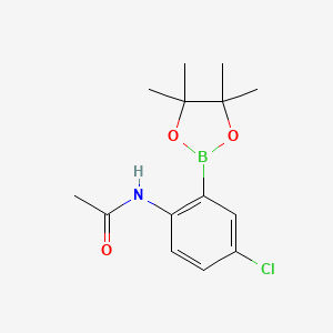 molecular formula C14H19BClNO3 B582089 N-(4-Chloro-2-(4,4,5,5-tetramethyl-1,3,2-dioxaborolan-2-yl)phenyl)acetamide CAS No. 957063-08-0