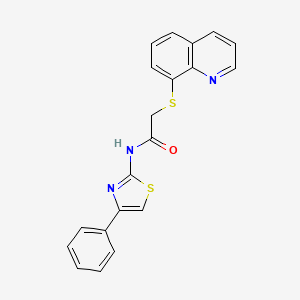 molecular formula C20H15N3OS2 B5820936 N-(4-phenyl-1,3-thiazol-2-yl)-2-(8-quinolinylthio)acetamide 