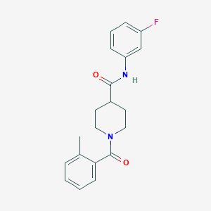 molecular formula C20H21FN2O2 B5820981 N-(3-fluorophenyl)-1-(2-methylbenzoyl)-4-piperidinecarboxamide 