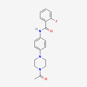 molecular formula C19H20FN3O2 B5821001 N-[4-(4-acetyl-1-piperazinyl)phenyl]-2-fluorobenzamide 