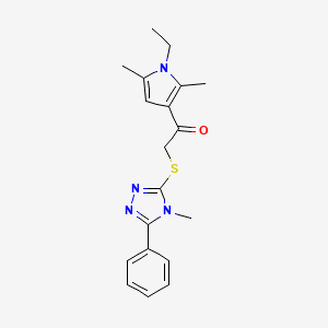 molecular formula C19H22N4OS B5821138 1-(1-ethyl-2,5-dimethyl-1H-pyrrol-3-yl)-2-[(4-methyl-5-phenyl-4H-1,2,4-triazol-3-yl)thio]ethanone 