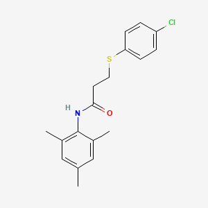 molecular formula C18H20ClNOS B5821148 3-[(4-chlorophenyl)thio]-N-mesitylpropanamide 