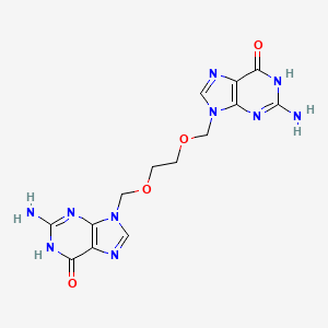 molecular formula C14H16N10O4 B582125 O-((Guanin-9-yl)methyl) acyclovir CAS No. 166762-90-9