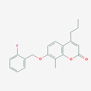 molecular formula C20H19FO3 B5821335 7-[(2-fluorobenzyl)oxy]-8-methyl-4-propyl-2H-chromen-2-one 