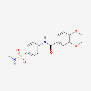 molecular formula C16H16N2O5S B5821351 N-{4-[(methylamino)sulfonyl]phenyl}-2,3-dihydro-1,4-benzodioxine-6-carboxamide 