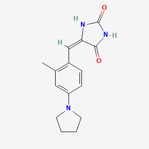 molecular formula C15H17N3O2 B5821423 5-[2-methyl-4-(1-pyrrolidinyl)benzylidene]-2,4-imidazolidinedione 