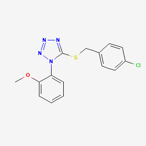 molecular formula C15H13ClN4OS B5821467 5-[(4-chlorobenzyl)thio]-1-(2-methoxyphenyl)-1H-tetrazole 