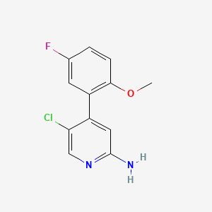 molecular formula C12H10ClFN2O B582150 5-Chloro-4-(5-fluoro-2-methoxy-phenyl)-pyridin-2-ylamine CAS No. 1269815-38-4