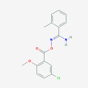 molecular formula C16H15ClN2O3 B5821567 N'-[(5-chloro-2-methoxybenzoyl)oxy]-2-methylbenzenecarboximidamide 