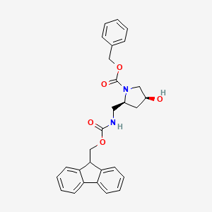 molecular formula C28H28N2O5 B582157 (2S,4S)-benzyl 2-((((9H-fluoren-9-yl)methoxy)carbonylamino)methyl)-4-hydroxypyrrolidine-1-carboxylate CAS No. 1234908-56-5