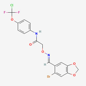 molecular formula C17H12BrClF2N2O5 B5821630 2-({[(6-bromo-1,3-benzodioxol-5-yl)methylene]amino}oxy)-N-{4-[chloro(difluoro)methoxy]phenyl}acetamide 