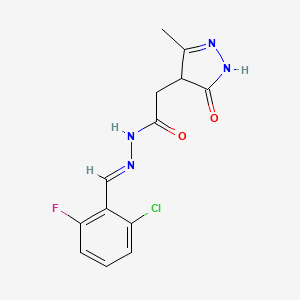 molecular formula C13H12ClFN4O2 B5821647 N'-(2-chloro-6-fluorobenzylidene)-2-(3-methyl-5-oxo-4,5-dihydro-1H-pyrazol-4-yl)acetohydrazide 