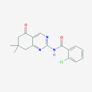 molecular formula C17H16ClN3O2 B5821725 2-chloro-N-(7,7-dimethyl-5-oxo-5,6,7,8-tetrahydro-2-quinazolinyl)benzamide 