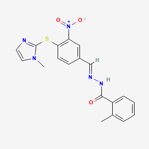 molecular formula C19H17N5O3S B5821772 2-methyl-N'-{4-[(1-methyl-1H-imidazol-2-yl)thio]-3-nitrobenzylidene}benzohydrazide 