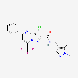 molecular formula C20H16ClF3N6O B5821822 3-chloro-N-[(1,5-dimethyl-1H-pyrazol-4-yl)methyl]-5-phenyl-7-(trifluoromethyl)pyrazolo[1,5-a]pyrimidine-2-carboxamide 