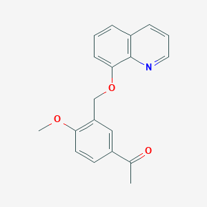 molecular formula C19H17NO3 B5821855 1-{4-methoxy-3-[(8-quinolinyloxy)methyl]phenyl}ethanone 