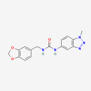 molecular formula C16H15N5O3 B5821895 N-(1,3-benzodioxol-5-ylmethyl)-N'-(1-methyl-1H-1,2,3-benzotriazol-5-yl)urea 