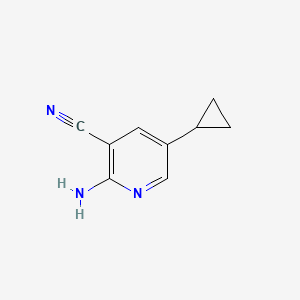 molecular formula C9H9N3 B582207 2-氨基-5-环丙基烟腈 CAS No. 1211582-73-8