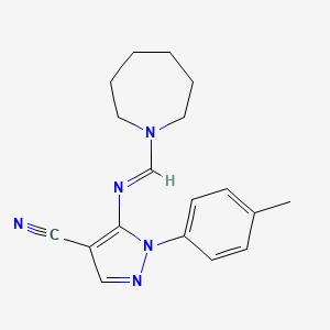 molecular formula C18H21N5 B5822078 5-[(1-azepanylmethylene)amino]-1-(4-methylphenyl)-1H-pyrazole-4-carbonitrile 