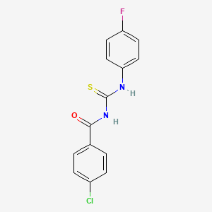 molecular formula C14H10ClFN2OS B5822089 4-chloro-N-{[(4-fluorophenyl)amino]carbonothioyl}benzamide 