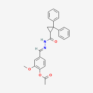 molecular formula C26H24N2O4 B5822111 4-{2-[(2,2-diphenylcyclopropyl)carbonyl]carbonohydrazonoyl}-2-methoxyphenyl acetate 