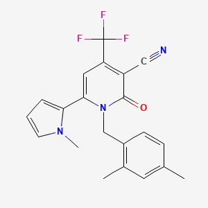 molecular formula C21H18F3N3O B582216 1-(2,4-dimethylbenzyl)-6-(1-methyl-1H-pyrrol-2-yl)-2-oxo-4-(trifluoromethyl)-1,2-dihydropyridine-3-carbonitrile CAS No. 1263283-54-0