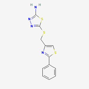 molecular formula C12H10N4S3 B5822166 5-{[(2-phenyl-1,3-thiazol-4-yl)methyl]thio}-1,3,4-thiadiazol-2-amine 