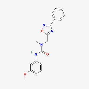 molecular formula C18H18N4O3 B5822305 N'-(3-methoxyphenyl)-N-methyl-N-[(3-phenyl-1,2,4-oxadiazol-5-yl)methyl]urea 