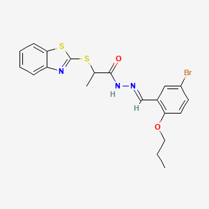 molecular formula C20H20BrN3O2S2 B5822308 2-(1,3-benzothiazol-2-ylthio)-N'-(5-bromo-2-propoxybenzylidene)propanohydrazide 