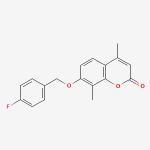 molecular formula C18H15FO3 B5822321 7-[(4-fluorobenzyl)oxy]-4,8-dimethyl-2H-chromen-2-one 