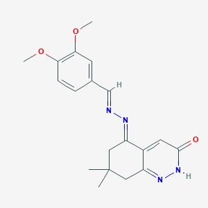 3,4-dimethoxybenzaldehyde (7,7-dimethyl-3-oxo-2,6,7,8-tetrahydro-5(3H)-cinnolinylidene)hydrazone