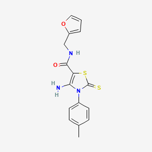 molecular formula C16H15N3O2S2 B5822416 4-amino-N-(2-furylmethyl)-3-(4-methylphenyl)-2-thioxo-2,3-dihydro-1,3-thiazole-5-carboxamide 